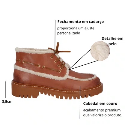 Bota Luiza Barcelos Feminina Caramelo Pelo Couro