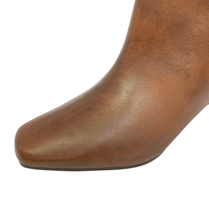 Bota Luz da Lua Brush Lux Cappuccino Salto Bloco Couro 