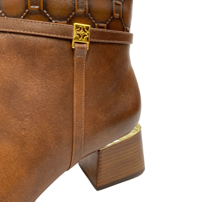 Bota Luz da Lua Brush Lux Cappuccino Salto Bloco Couro 