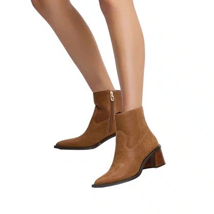 Bota Luz da Lua Feminina Cano Curto Canela Couro