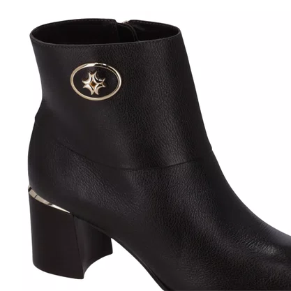 Bota Luz da Lua Feminina Cano Curto Couro Preta