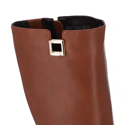 Bota Luz da Lua Feminina Cano Longo Ambar Couro