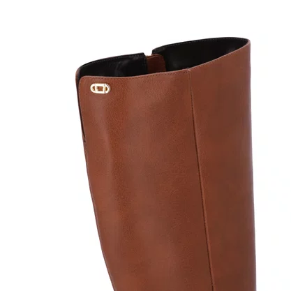 Bota Luz da Lua Feminina Cano Longo Arenito Canela Couro