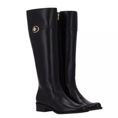 Bota Luz da Lua Feminina Cano Longo Preta Couro