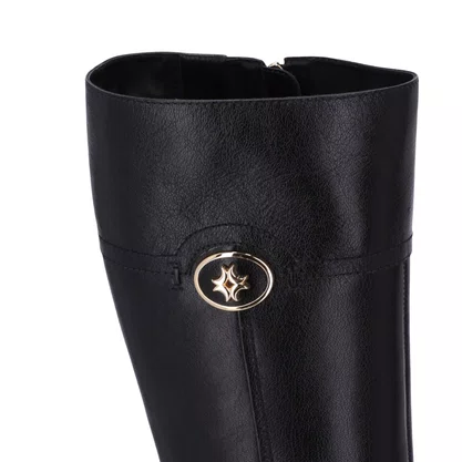 Bota Luz da Lua Feminina Cano Longo Preta Couro