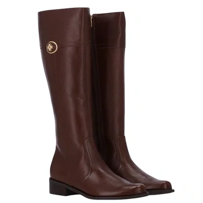 Bota Luz da Lua Feminina Cano Longo Trufa Couro