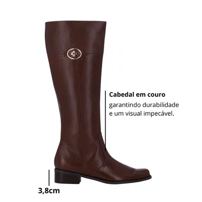 Bota Luz da Lua Feminina Cano Longo Trufa Couro