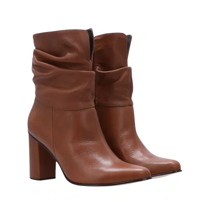 Bota Luz da Lua Feminina Cano Médio Ambar Couro