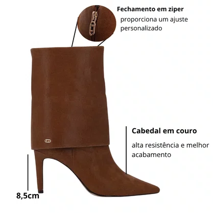 Bota Luz da Lua Feminina Cano Médio Ambar Couro