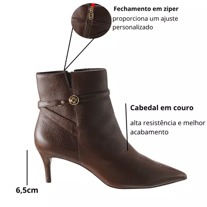 Bota Luz da Lua Feminina Salto Fino Trufa Couro