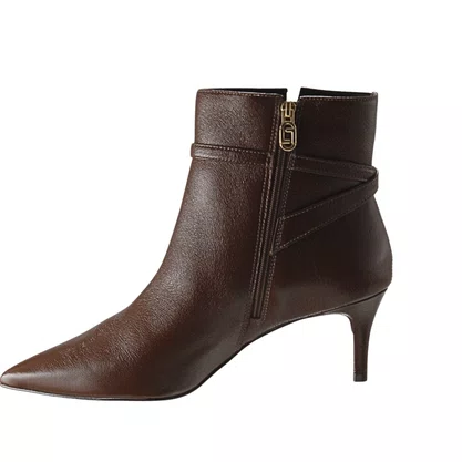Bota Luz da Lua Feminina Salto Fino Trufa Couro