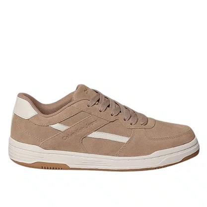 Tênis Calvin Klein Masculino Layers Caqui Couro Camurça 