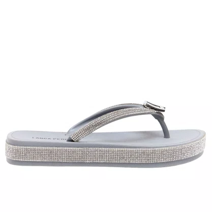 Chinelo Lança Perfume Feminino Flatform Brilhos Prata