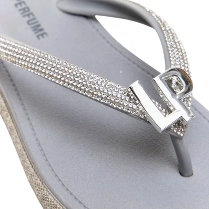 Chinelo Lança Perfume Feminino Flatform Brilhos Prata