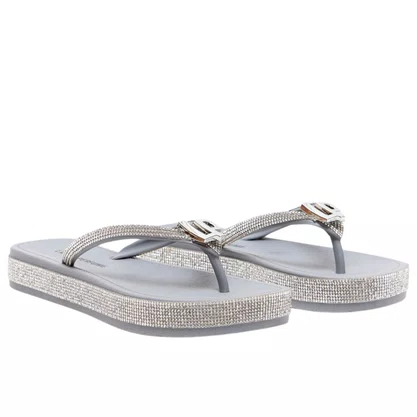 Chinelo Lança Perfume Feminino Flatform Brilhos Prata