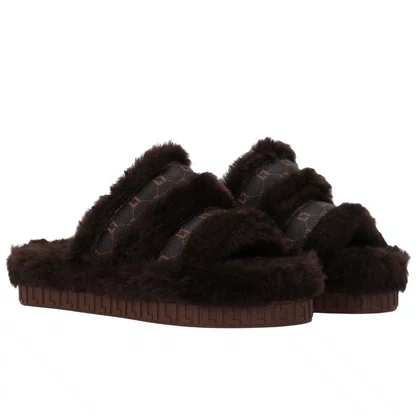Chinelo Luz da Lua Flat Feminino Tamara Mocca Pelo 