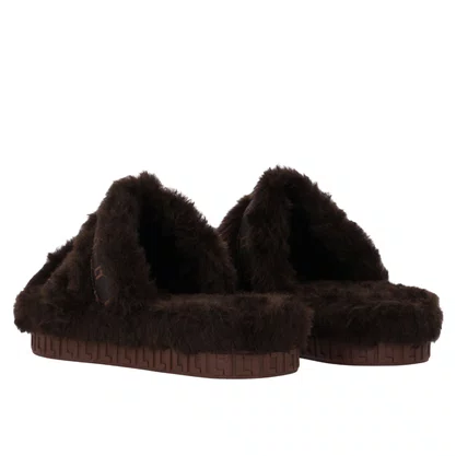 Chinelo Luz da Lua Flat Feminino Tamara Mocca Pelo 