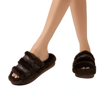 Chinelo Luz da Lua Flat Feminino Tamara Mocca Pelo 