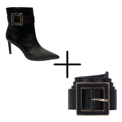 Kit Bota Luz da Lua Feminina Preta + Cinto Luz da Lua Preto Kit Bota Luz da Lua Feminina Preta + Cinto Luz da Lua Preto