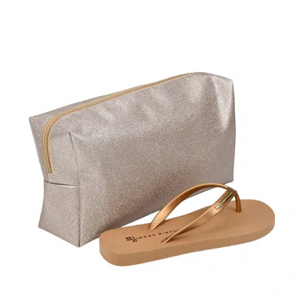 Kit Jorge Bischoff Chinelo Flat+ Necessaire Ouro