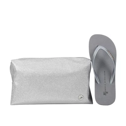 Kit Jorge Bischoff Chinelo Flat+ Necessaire Prata