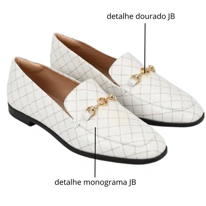 Loafer Jorge Bischoff Feminino Branco Off White Monograma Jb Couro