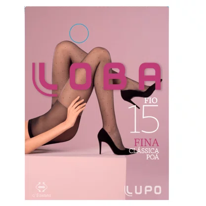 Meia Calça Feminina loba Fio 15 Poá Preta