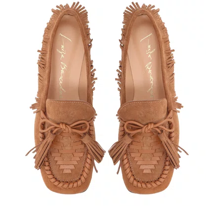 Mocassim Luiza Barcelos Feminino Fendi Couro Camurça