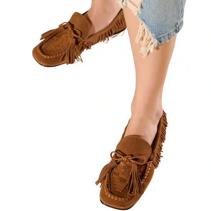 Mocassim Luiza Barcelos Feminino Fendi Couro Camurça