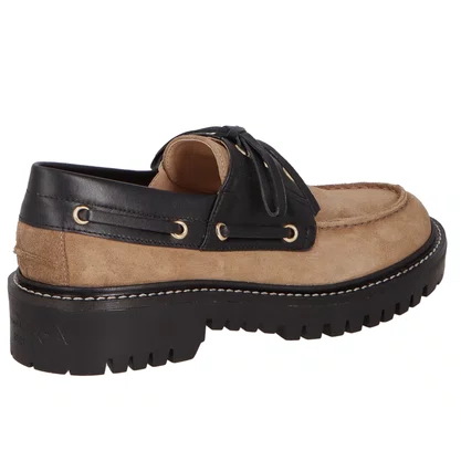 Mocassim Luiza Barcelos Feminino Tratorado Fendi Preto Couro Camurça