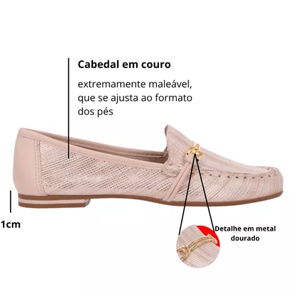 Mocassim Luz da Lua Feminino Luce Bege Couro