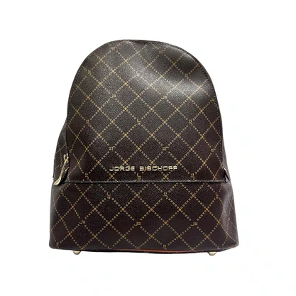 Mochila Jorge Bischoff Feminina Monograma Café Amendoa - Média