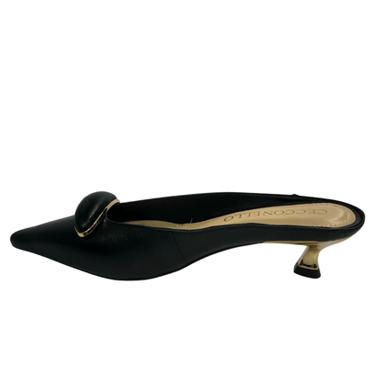 Mule Cecconello Feminino Salto Baixo Preto Couro