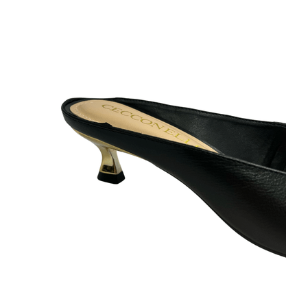 Mule Cecconello Feminino Salto Baixo Preto Couro