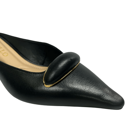 Mule Cecconello Feminino Salto Baixo Preto Couro