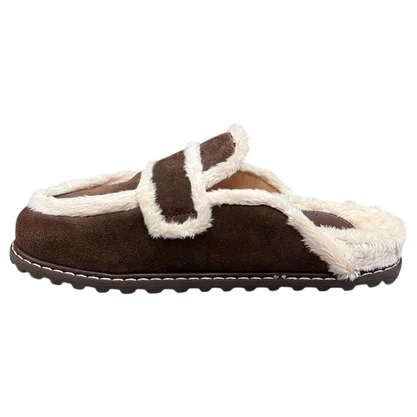 Mule Luiza Barcelos Feminino Pelo Coffee Natural Couro Camurça