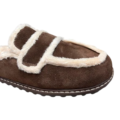 Mule Luiza Barcelos Feminino Pelo Coffee Natural Couro Camurça