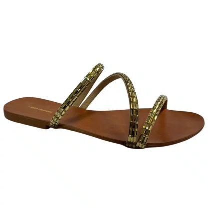 Rasteira Lança Perfume Feminina Strass Ouro