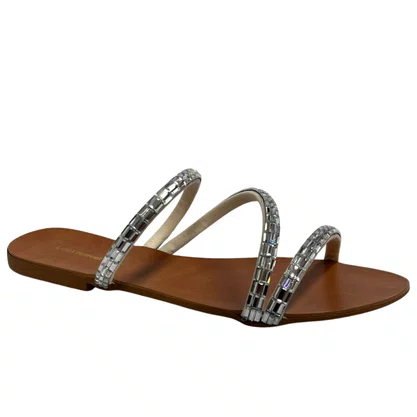 Rasteira Lança Perfume Feminina Strass Prata