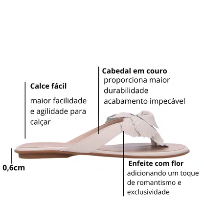Rasteira Luz da Lua Feminina Panna Couro