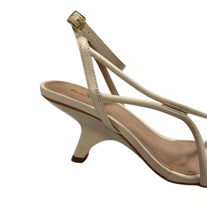 Sandália Berti Maria Feminina Salto Médio Off White Couro
