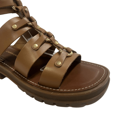 Sandália Carrano Feminina Gladiadora Camel Couro