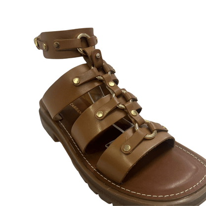 Sandália Carrano Feminina Gladiadora Camel Couro