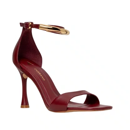 Sandália Carrano Feminina Glow Salto Fino Merlot Couro 