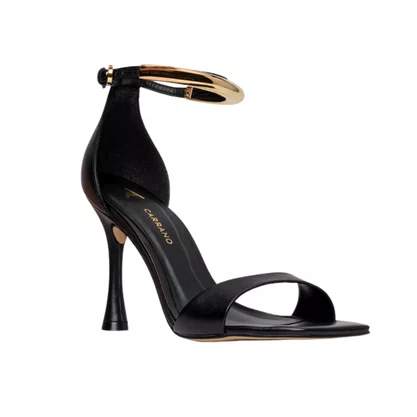 Sandália Carrano Feminina Glow Salto Fino Preto Couro 
