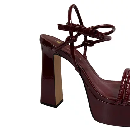 Sandália Carrano Feminina Plataforma Mahogany Couro Verniz