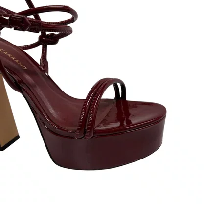Sandália Carrano Feminina Plataforma Mahogany Couro Verniz