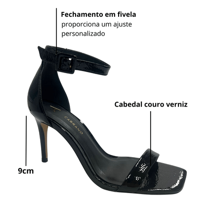Sandalia Carrano Feminino Preto Salto Fino Couro Verniz