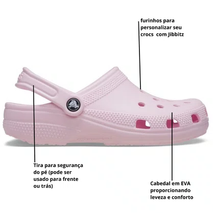 Sandália Crocs Feminina Classic Clog Pink Milk