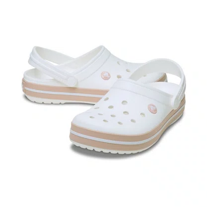 Sandália Crocs Feminina Crocband Clog White Pink Caramel